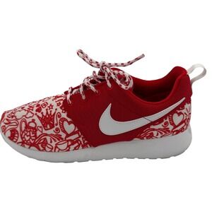 Nike Roshe One Print Valentines Day 677784-605 GS 7Y Casual Shoes Red Sneakers